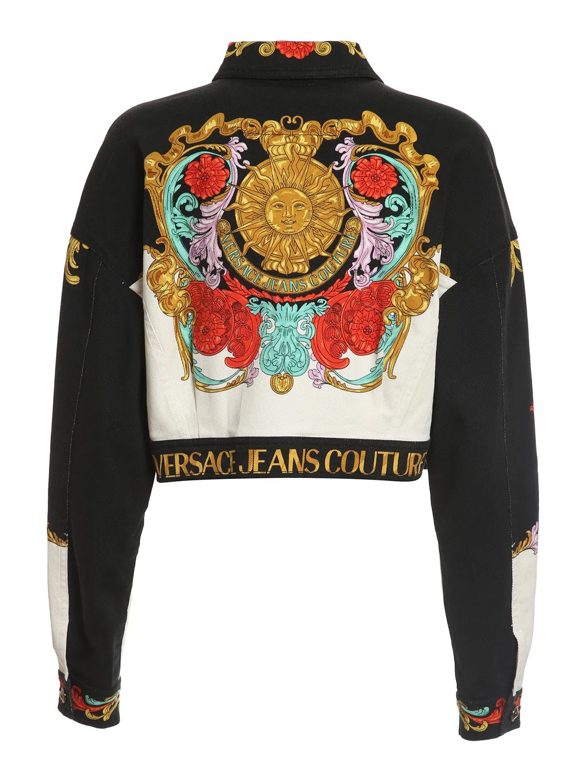 Versace Jeans Couture Cropped Printed Denim Jacket