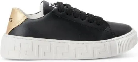 Versace Kids Greca-detail leather sneakers Black