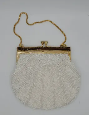 Vintage Handmade Pearlescent Beaded Handbag