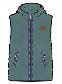 Waters Hooded Recycled Sherpa Fleece Vest - Storm Green