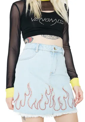 Wildfire Frayed Denim Skirt-