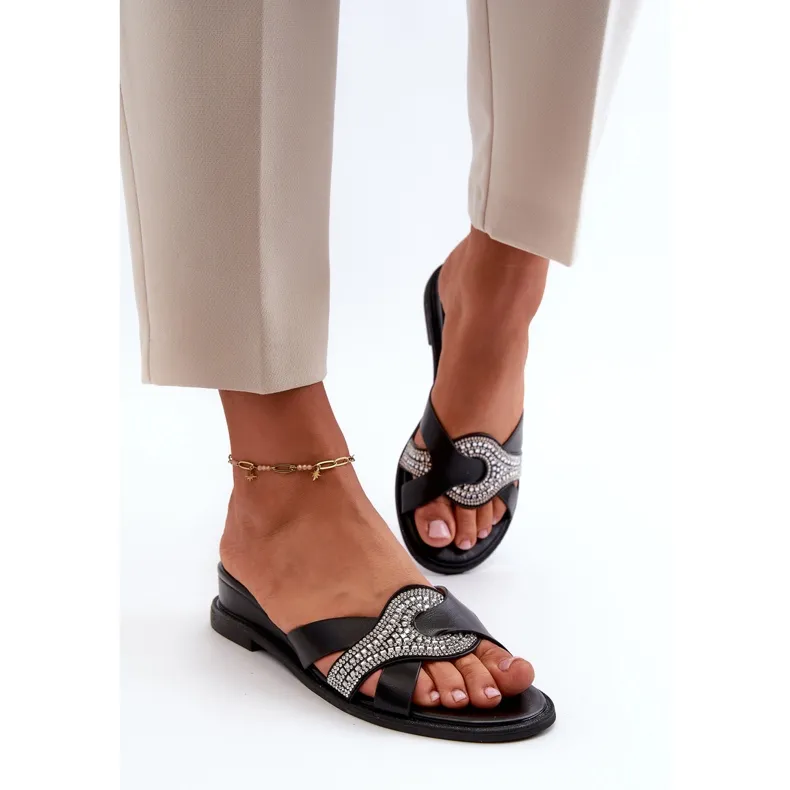 Women's Wedge Sandals With Decoration Black Asysa