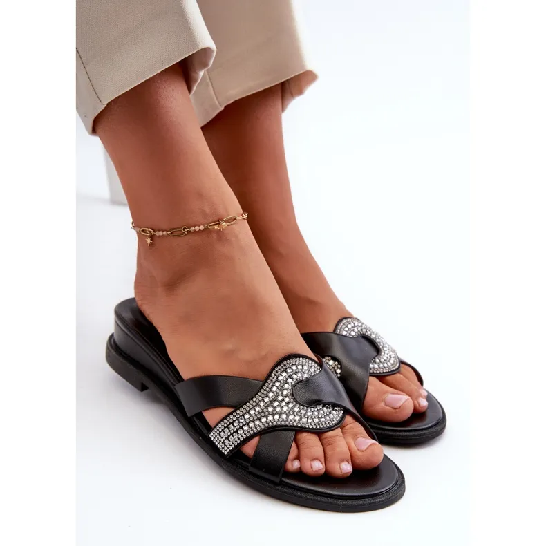 Women's Wedge Sandals With Decoration Black Asysa