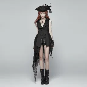 Women's Goth High-Low Flowing Lace Vest