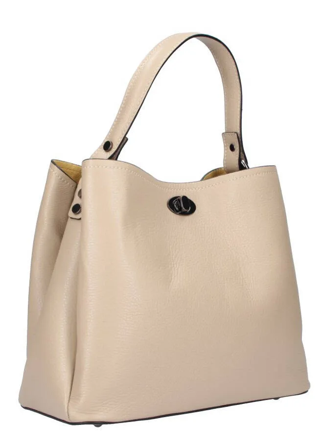 Women's taupe leather handbag minerva