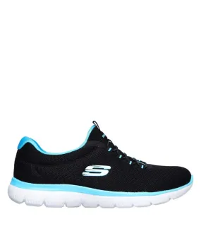 Womens/ladies summits sports trainers black/turquoise Skechers