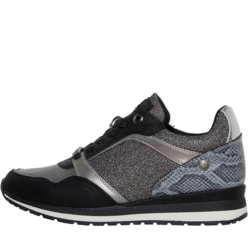 Xti Womens Metallic Casual Trainers Black