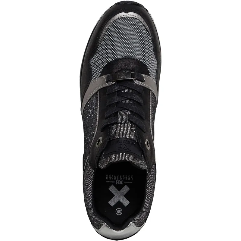 Xti Womens Metallic Casual Trainers Black