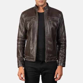 Youngster Brown Leather Biker Jacket - Horizon Leathers